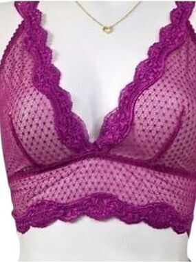 Free People Intimately Magenta Haze Longline Lace Mesh Bralette XS NWT